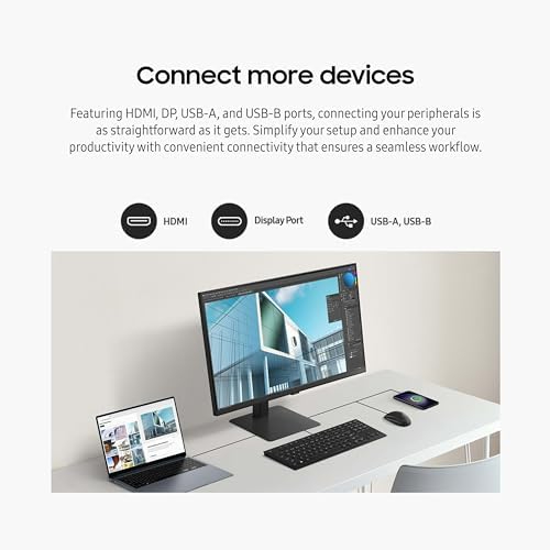 Samsung ViewFinity S8 32" UHD HDR USB-C Monitor, Height, Pivot, Swivel & Tilt Adjustable, Black Color,