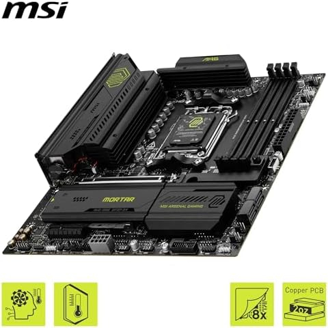 MSI MAG B850M MORTAR Motherboard – AMD B850 Micro-ATX AM5, DDR5 up to 256GB 8200MHz OC, PCIe 5.0, Dual PCIe 5.0 M.2, WiFi 7, 5G LAN, for Ryzen 7000 8000 9000