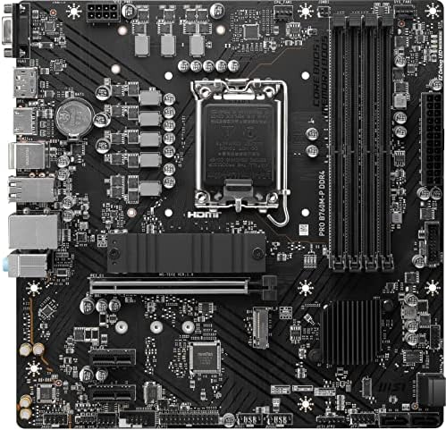 MSI PRO B760M-E DDR4 Motherboard – Intel B760 Micro-ATX LGA 1700, DDR4 4800MHz, Dual M.2 Gen4, PCIe, for 12th 13th 14th Gen Intel