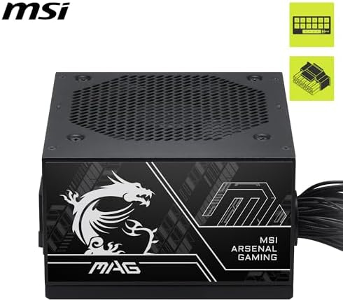MSI MAG A650BN PCIE5 III 650W Power Supply – 80 PLUS Bronze ATX 3.1 PSU, PCIe 5.1 12V-2x6 GPU Connector, 120mm Fan