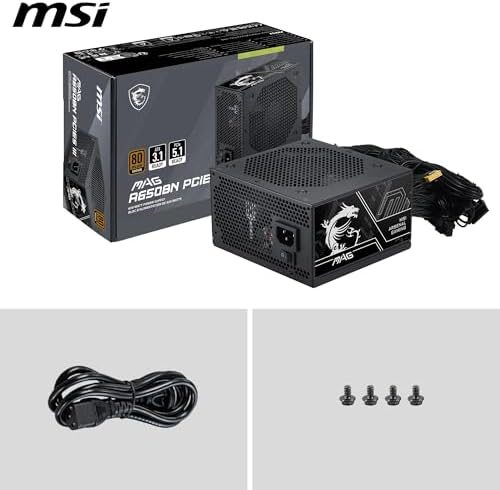 MSI MAG A650BN PCIE5 III 650W Power Supply – 80 PLUS Bronze ATX 3.1 PSU, PCIe 5.1 12V-2x6 GPU Connector, 120mm Fan