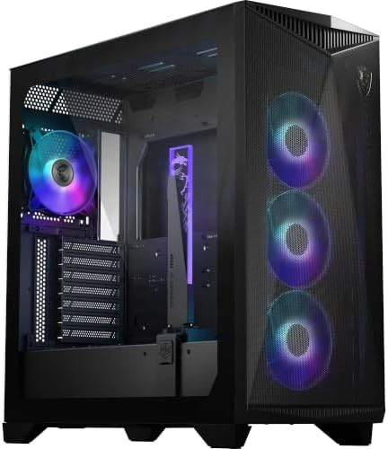 MSI MPG Gungnir 300R Airflow Mid-Tower Gaming PC Case Black Tempered Glass with ARGB Fans