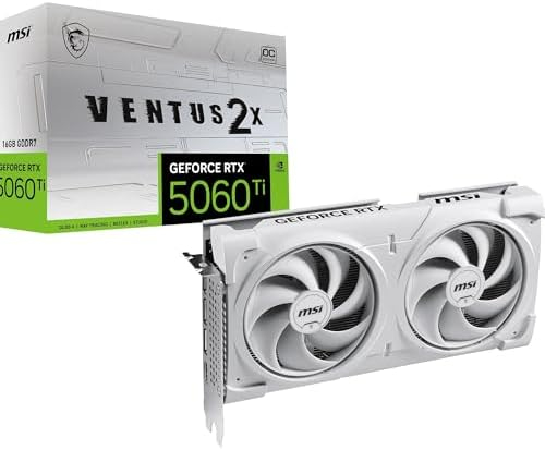 MSI GeForce RTX 5060 Ti 16GB VENTUS 2X PLUS Graphics Card – GDDR7, DLSS 4, PCIe 5.0, Dual-Fan GPU for 1440p Gaming & Creators