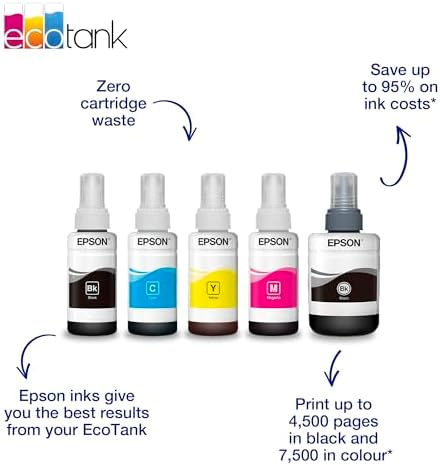 Epson T6644 Yellow Ink Bottle 70ml – Genuine Refill for EcoTank L100, L110, L120, L200, L210, L300, L355, L555 & More (C13T66444A)