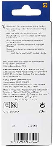 Epson T6642 Cyan Ink Bottle 70ml – Genuine Refill for EcoTank L100, L110, L120, L200, L210, L300, L355, L555 & More (C13T66424A)