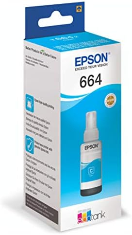 Epson T6642 Cyan Ink Bottle 70ml – Genuine Refill for EcoTank L100, L110, L120, L200, L210, L300, L355, L555 & More (C13T66424A)