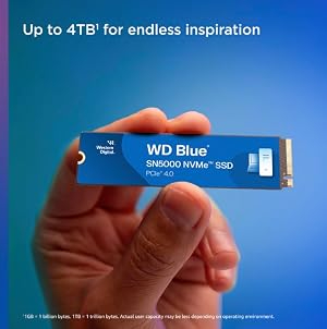WD Blue SN5000 4TB NVMe SSD Gen4 PCIe M.2 2280 – Up to 5500MB/s, Massive Capacity Internal Solid State Drive for Creators & Gamers
