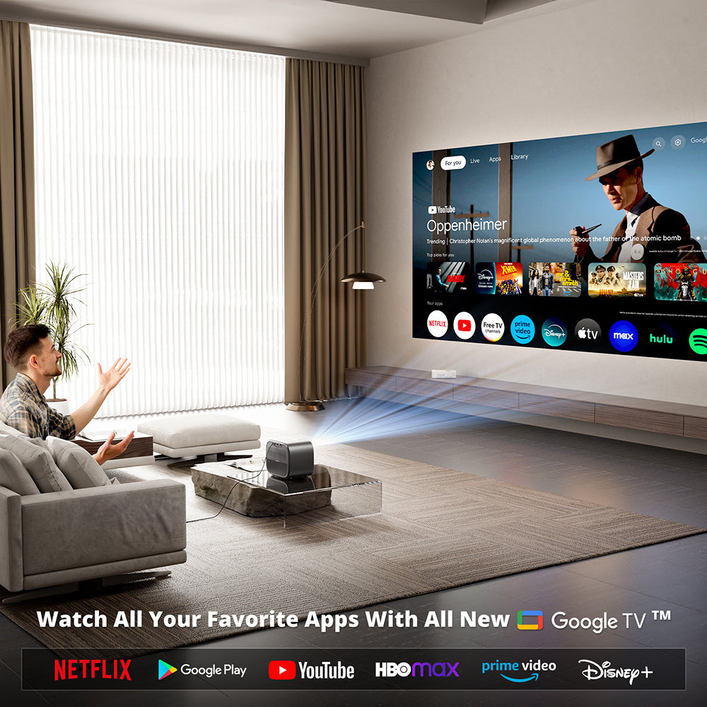 ETOE E3 PRO Laser Smart Projector – Full HD 1080P, Android TV & 4K HDR Streaming, 600 ANSI Lumens, Auto Keystone & Focus, Wi-Fi, Bluetooth, 20W Speaker (A1332)