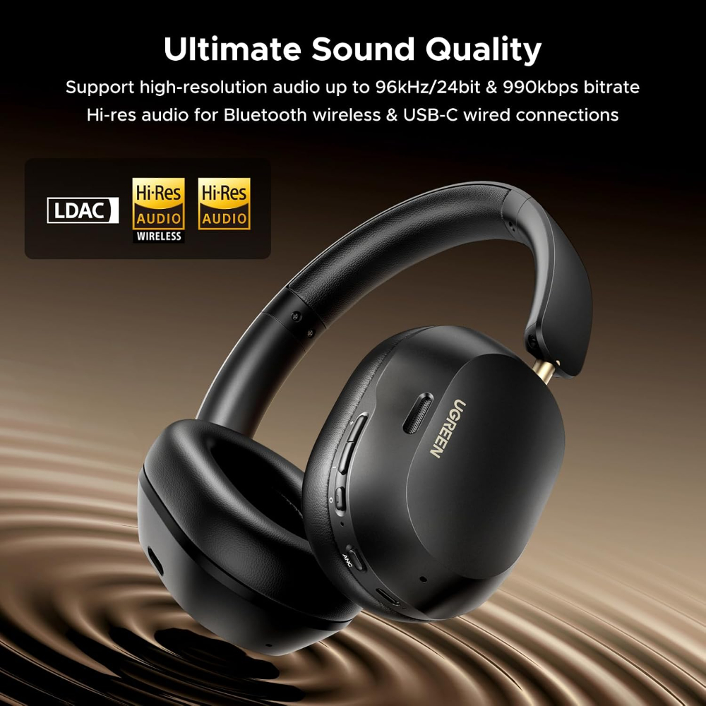 UGREEN HiTune Max5c Wireless Over Ear Headphones, Hybrid ANC, 75H Playtimes | Hi-Res LDAC, Spatial Audio, Bluetooth 5.4, EQ Modes, Customize via App,
