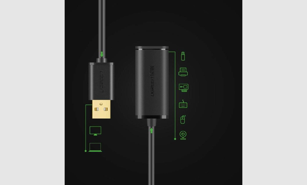 UGREEN US121 USB 2.0 Male to USB A Female Active Extension Cable with Chipset 25M