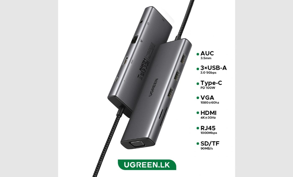UGREEN CM498 10-In-1 USB-C Docking Station HDMI/VGA/RJ45/SD/TF/PD