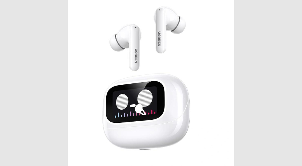 UGREEN WS211 EchoBuds Magic with Active Noise Cancelling Earbuds with Smart Touchscreen -White