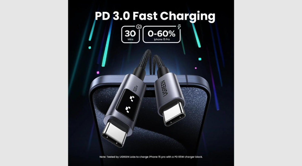 UGREEN Uno USB-C to USB-C PD Fast Charging Cable 5A Max 1m