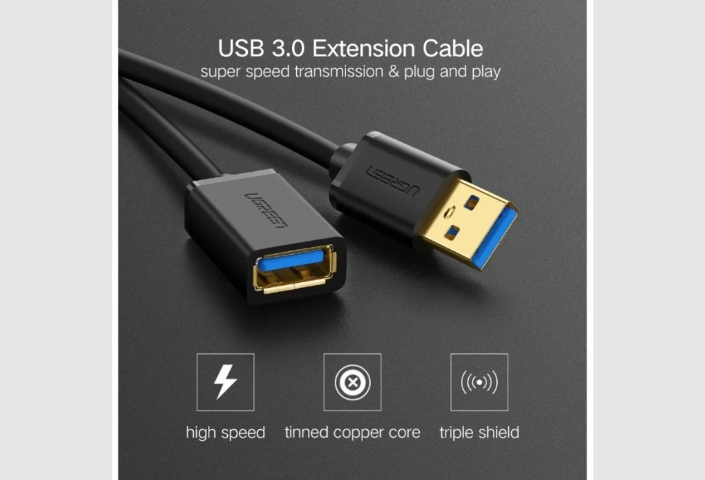 UGREEN USB 3.0 Extension Male Cable 1.5m (Black)