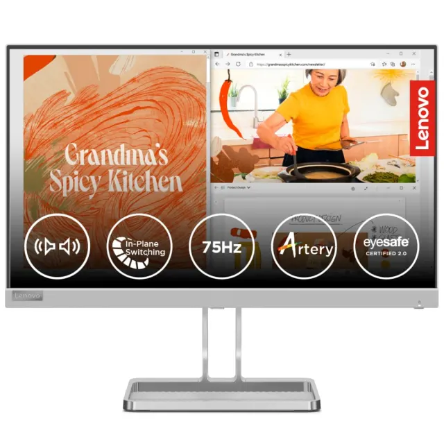 Lenovo L22i-40 21.5" FHD Monitor, Integrated Speakers, Cloud Grey Color,  Connectivity: 1 VGA, 1 HDMI 1.4