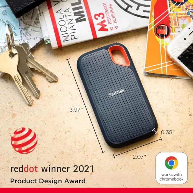 SANDISK E61 EXTREME PORTABLE EXTERNAL SSD V2 2TB - Black