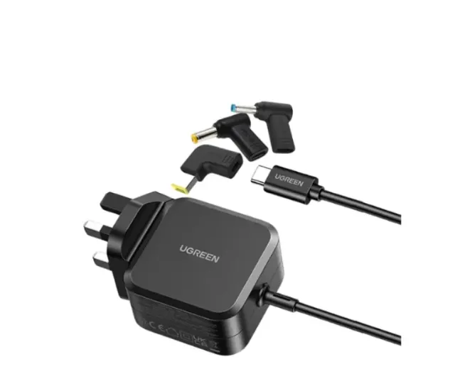 UGREEN USB-C 67W PD GaN Tech Power Adapter UK with Changeable 3xDC Laptop Power Adapters for Lenovo/HP/Acer Laptops