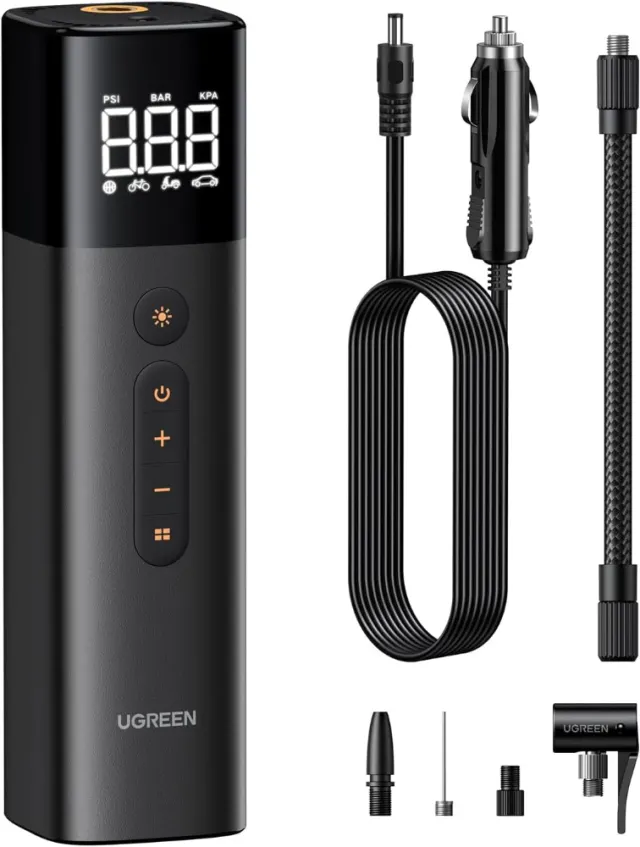 UGREEN Tyre Inflator Digital Car Tyre Pump 150 PSI 12V Tire Inflator with Inflation Tire Pressure Detection LED Light Portable Air Pump for Car Tires and Other Inflatables