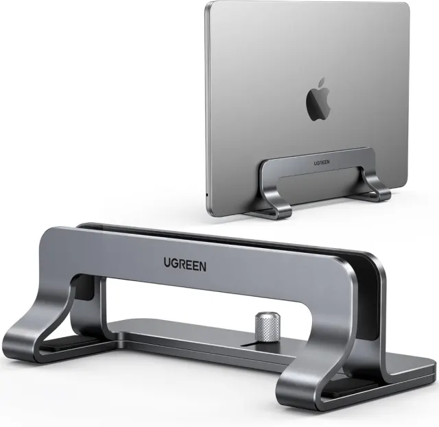 UGREEN Vertical Laptop Stand – Space-Saving Aluminum Desktop Holder for MacBook & Laptops, Adjustable Dock for Closed Laptop Storage