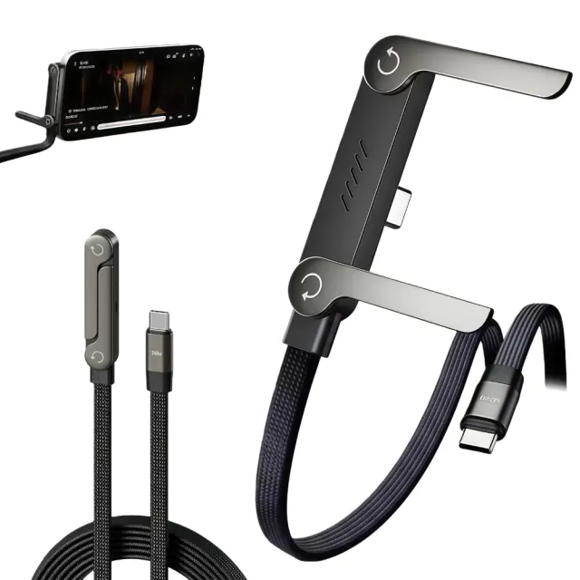 2-in-1 invisible charging cable+folding stand, 240W super fast charging Type-C cable