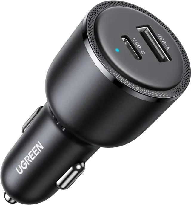 UGREEN 60W Dual-Port Car Charger USB-C + USB-A | Fast PD Car Adapter for iPhone, Samsung, iPad, MacBook & USB-C Devices