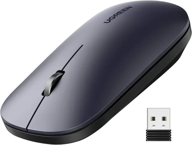 UGREEN Portable Wireless Mouse Slim 2.4G Cordless with Silent Clicks (Gray) | Works with Laptop and PC,Nano USB Receiver,for Travel and Office