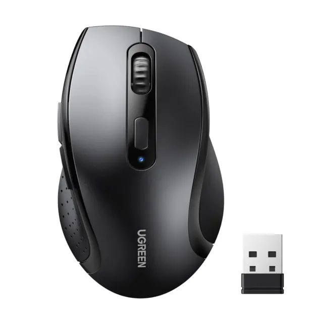 UGREEN Ergonomic Wireless Mouse 2.4G Cordless Optical Mouse with Silent Clicks (Black) | Works with Laptop,PC and Mac,Nano USB Receiver,for Home and Office