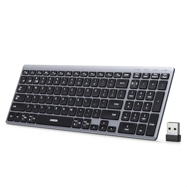 UGREEN Wireless Bluetooth Keyboard Slim Rechargeable Multi-Device with BT and 2.4G | Works with PC,Mac,Tablet and Phone,Switch Between 3 Devices,for Home and Office