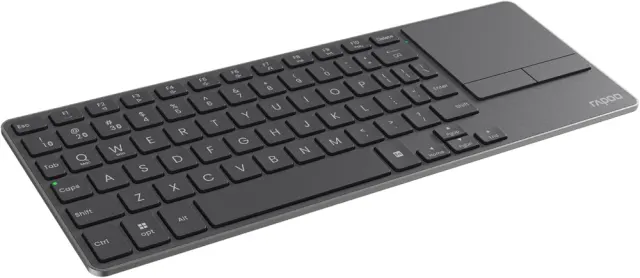 RAPOO K2800 Wireless Keyboard with Touchpad & Entertainment Media Keys - 2.4GHz, Range Up to 10m, Connect PC to TV, Compact Design